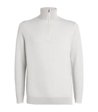Sease Wool-cashmere Quarter-zip Sweater In Grey