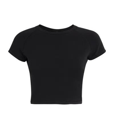 Skims Black New Vintage Cropped Raglan T-shirt In Onyx