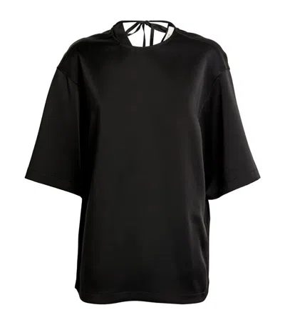 Carven Satin Oversized T-shirt In Black