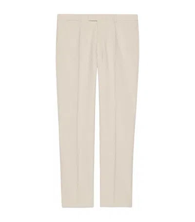 Gucci Horsebit Fabric Trousers In Neutrals