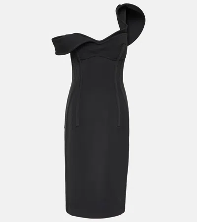 Bottega Veneta One-shoulder Wool Bustier Dress In Black