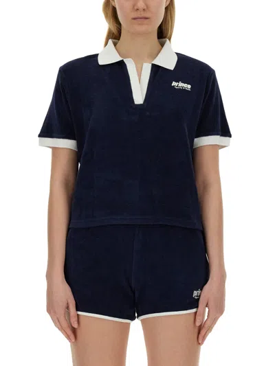 Sporty And Rich Prince Sporty Cotton Polo Shirt In Blue