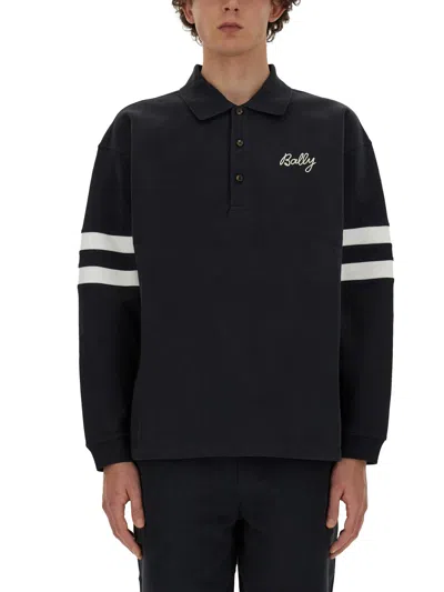 Bally Logo-embroidered Polo Shirt In Blue