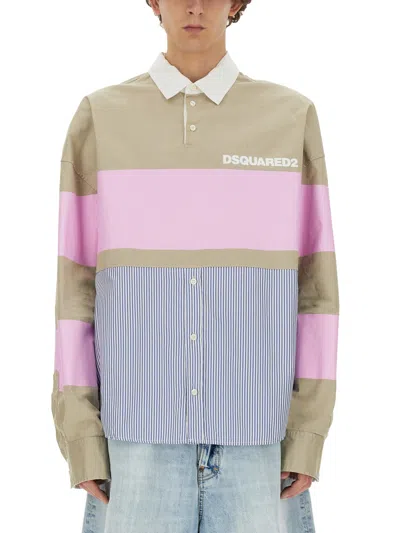 Dsquared2 Rugby Hybrid Shirt In Multicolour