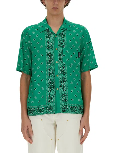 Palm Angels Paisley-print Poplin Shirt In Green