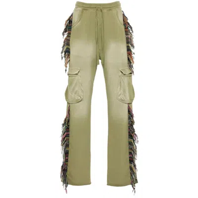 Alchemist Fringed Cotton Track Trousers In Green