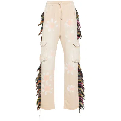 Alchemist Floral-print Fringed Track Trousers In Neutrals