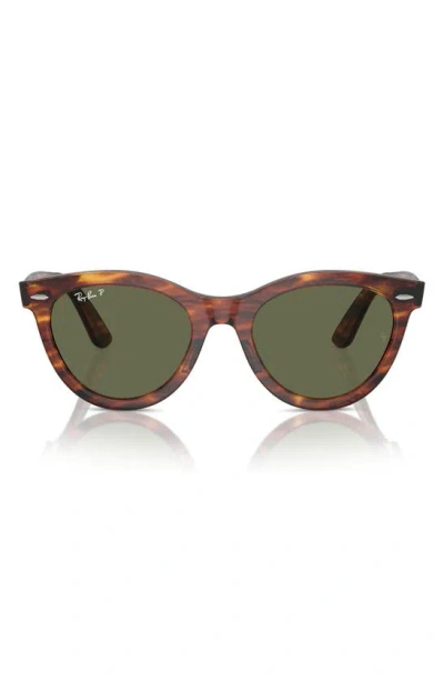 Ray Ban Wayfarer Way Sunglasses Striped Havana Frame Green Lenses Polarized 51-21