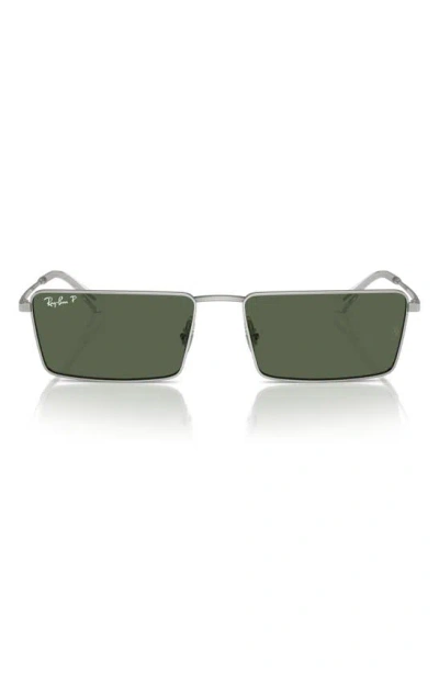 Ray Ban Emy Bio-based Sunglasses Silver Frame Green Lenses Polarized 59-17