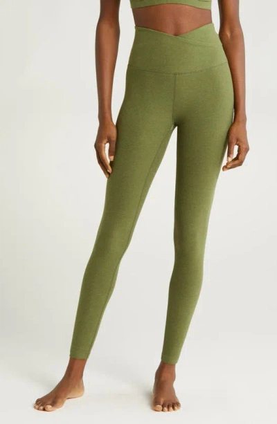 Beyond Yoga Spacedye At Your Leisure High Waisted Midi Leggings In Moss Green Heather