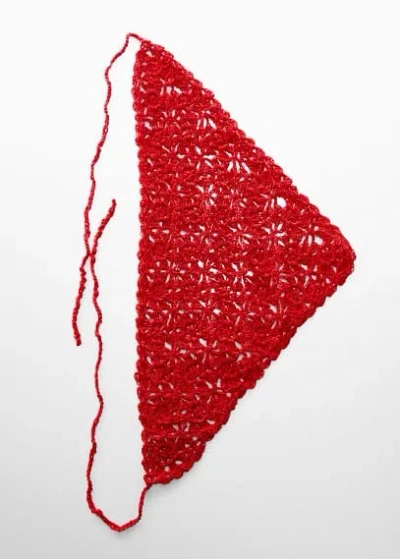 Mango Foulard Maille Crochet In Rouge