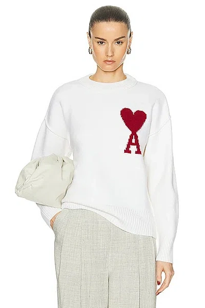 Ami Alexandre Mattiussi Adc Sweater In Off White & Red