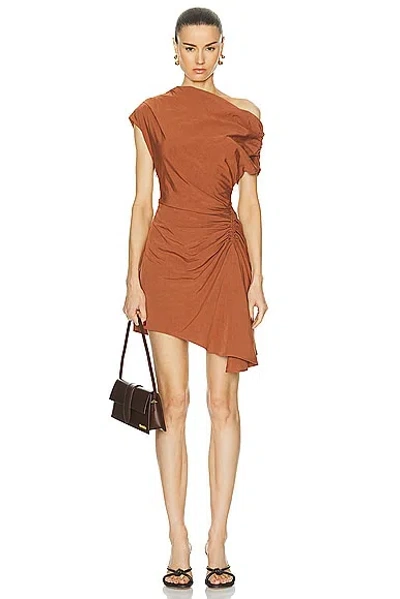 A.l.c Poppy Ruched Off-the-shoulder Mini Dress In Sequoia