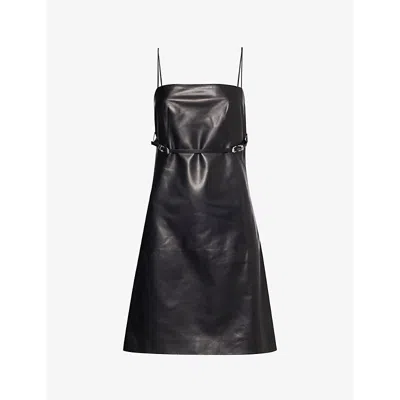 Givenchy Womens Black Sweetheart-neckline Slim-fit Leather Mini Dress