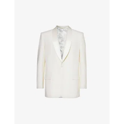 Givenchy Mens White Shawl-lapel Regular-fit Wool-blend Jacket