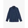 Ted Baker Mens Dk-blue Lio Patch-pocket Stretch Linen-blend Shirt
