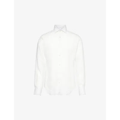 Eleventy Long-sleeve Linen Shirt In White