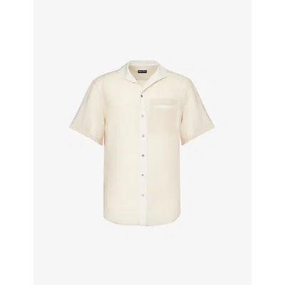 Giorgio Armani Mens Beige Slip-pocket Semi-sheer Woven Shirt