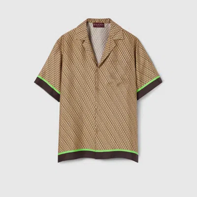 Gucci Print Silk Bowling Shirt In Neutral