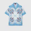 Gucci Double G Bandana Print Cotton Shirt In Blue