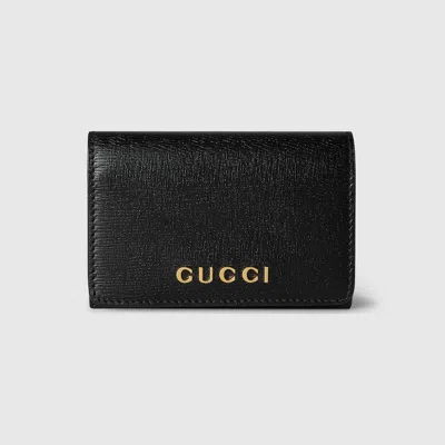 Gucci Card Case With Script In Black