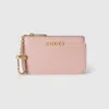 Gucci Zip Key Case With Script In Pink