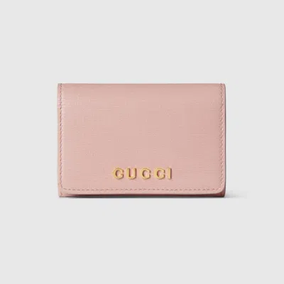 Gucci Card Case With Script In Pink