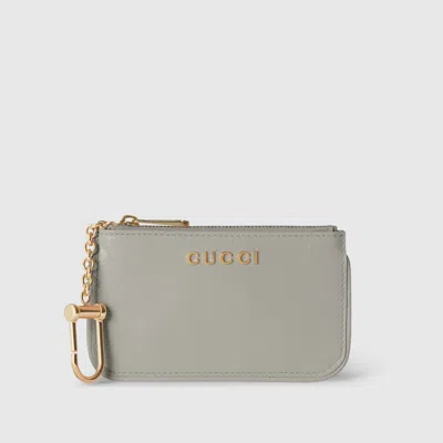 Gucci Zip Key Case With Script In Neutral