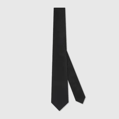 Gucci Allover Silk Tie In Black