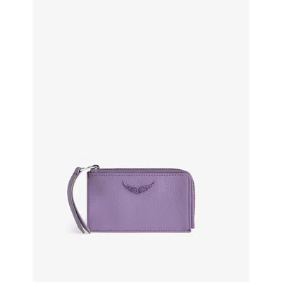 Zadig & Voltaire Wings-plaque Leather Cardholder In Glow