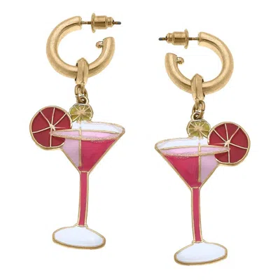 Canvas Style Women's Cosmo Cocktail Enamel Earrings In Pink In Red