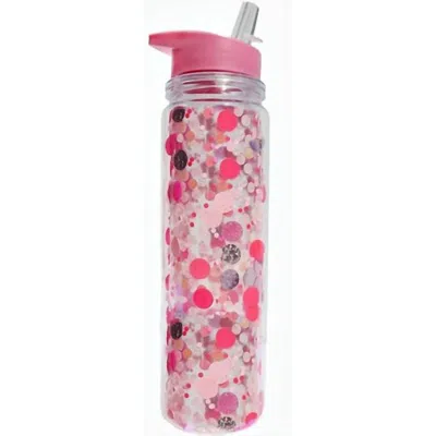Packed Party Confetti Water Bottle With Straw In Pink