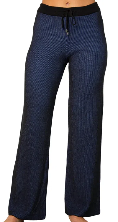 Angel Apparel Two Toned Ribbed Pant In Cadet In Blue
