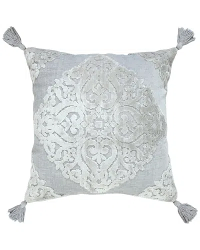 Lr Home Traditional Textured Medallion Throw Pillow In Silver