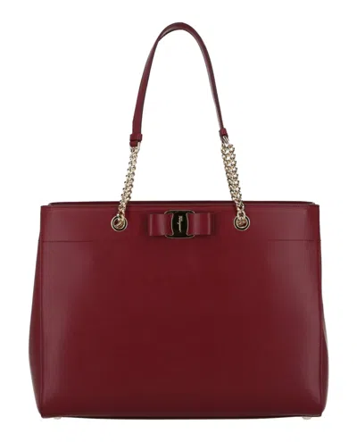 Ferragamo Vara Bow Smooth Leather Shoulder Bag In Pink
