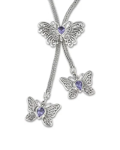 Samuel B. Silver 1.95 Ct. Tw. Amethyst Butterfly Necklace