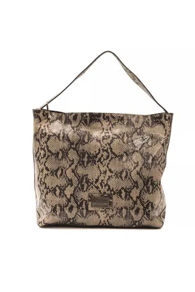 Pompei Donatella Elegant Python Print Leather Shoulder Women's Bag In Brown