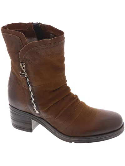 Miz Mooz Serene Womens Leather Round Toe Ankle Boots In Brown