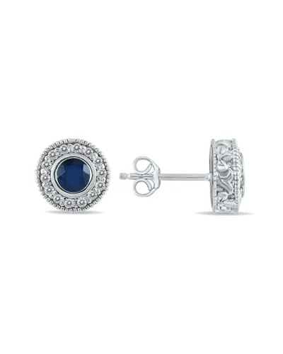 Gem Spark 14k 0.76 Ct. Tw. Diamond & Sapphire Earrings In Metallic