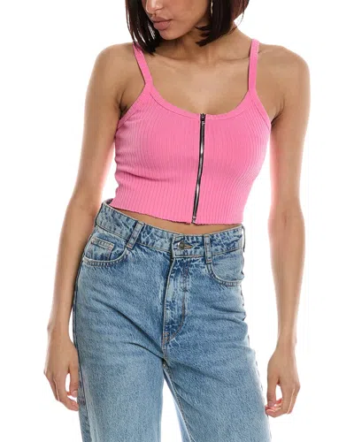 Cotton Citizen Ibiza Crop Zip Tank In Pink