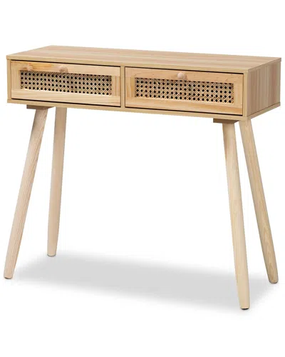 Baxton Studio Maclean Rattan 2-drawer Console Table In Beige