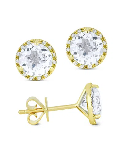 Gemstones Sselects Essentials 14k 1.69 Ct. Tw. Diamond & Topaz Earrings In Gold