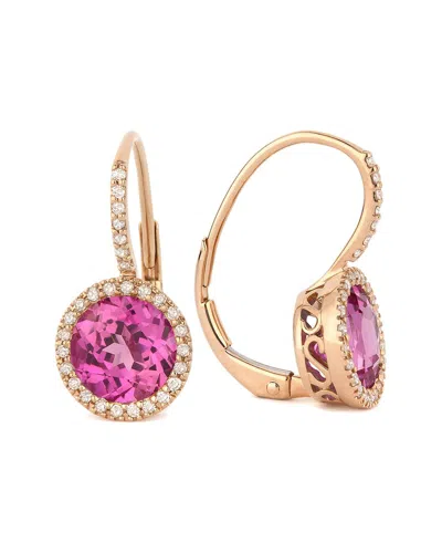 Gemstones 14k Rose Gold 5.20 Ct. Tw. Diamond & Pink Sapphire Earrings