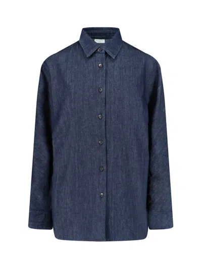Dries Van Noten Indigo Oversized Denim Shirt In Blue