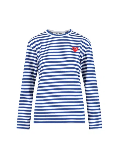 Comme Des Garçons Play Striped T-shirt In Blue