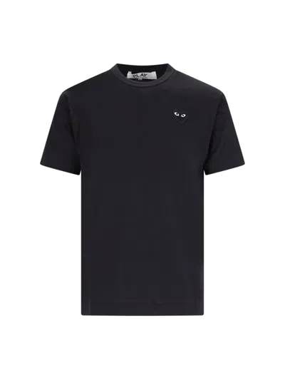 Comme Des Garçons Play Logo Cotton T-shirt In Black