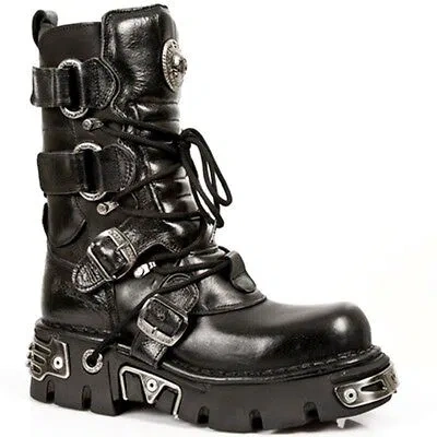 Pre-owned New Rock Rock Boots Unisex Style 575 S1 Black