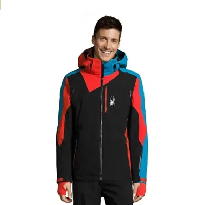 Pre-owned Spyder Men's Ski-jacket With Removable Hood Leader In 3m "thinsulate"-black/blue