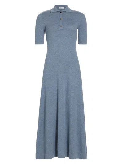 Rosetta Getty Wool-cashmere Polo Midi Dress In Denim