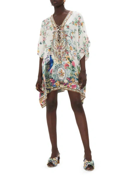 Camilla Plumes & Parterres Silk Cover-up Caftan In Plumes And Parterres